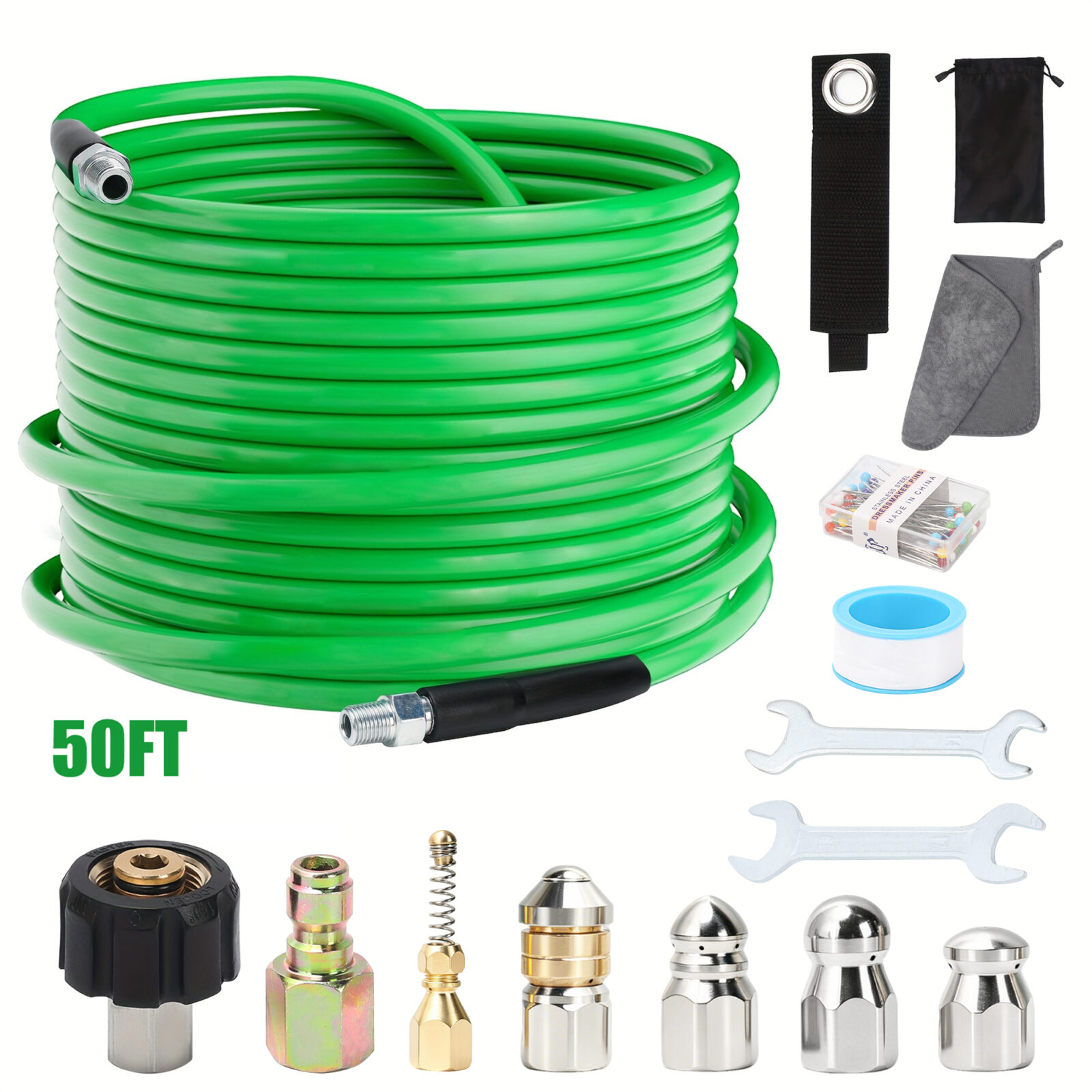 1-50 Professional 5800 PSI Sewer Jetting Kit for Powerful Drain & Pipe Cleaning - Image 1