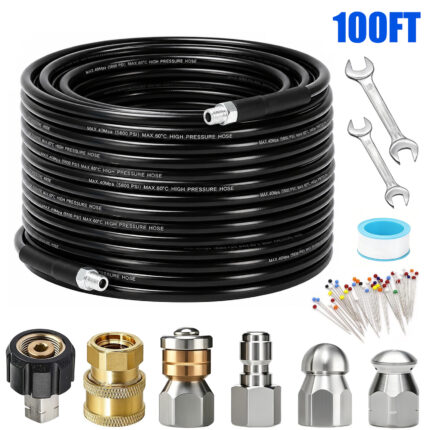 5800 PSI Sewer Jetter Kit – Complete Drain Cleaning Set with Multiple Nozzles for Pipes & Sewers