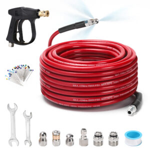 Sewer Jetter Kit for Pressure Washer – Heavy Duty Drain Cleaner Hose with Rotating Nozzle & 1/4" NPT Fitting