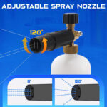 Short Pressure Washer Gun with Foam Cannon, 1L Foam Bottle, 1/4" Quick Connect, 3/8" Inlet, M22-14mm and M22-15mm Fittings, 5 Spray Nozzle Tips, Car Wash Cleaning Kit - Image 7