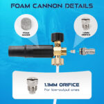 Foam Cannon for Pressure Washer with Short Gun Kit, Snow Foam Lance, 3/8" Swivel Quick Connect, M22-14mm M22-15mm Adapter, 5 Nozzle Tips, Dual Connector System, 1.1mm Orifice - Image 3
