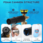 Foam Cannon for Pressure Washer with Short Gun Kit, Snow Foam Lance, 3/8" Swivel Quick Connect, M22-14mm M22-15mm Adapter, 5 Nozzle Tips, Dual Connector System, 1.1mm Orifice - Image 7
