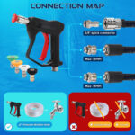 Foam Cannon for Pressure Washer with Short Gun Kit, Snow Foam Lance, 3/8" Swivel Quick Connect, M22-14mm M22-15mm Adapter, 5 Nozzle Tips, Dual Connector System, 1.1mm Orifice - Image 8
