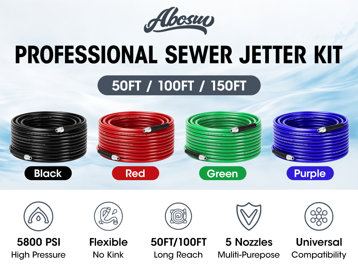 Abosuv Sewer Jetter Kit in four colors